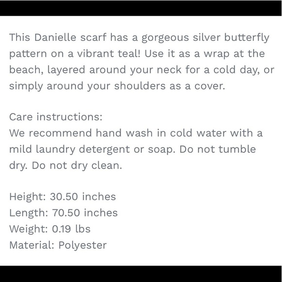 Turquoise and silver butterfly scarf - Picture 4 of 4